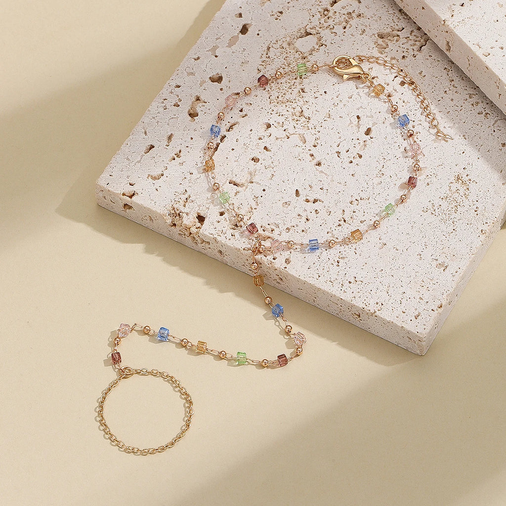 Pulsera Bohemia de Cristal Azul Vintage para Mujer