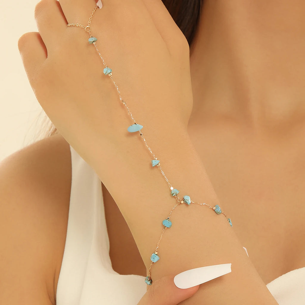 Pulsera Bohemia de Cristal Azul Vintage para Mujer
