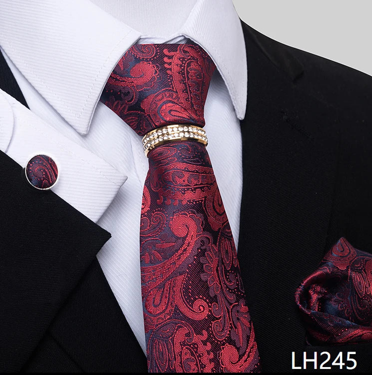Set de Corbata Azul de Lujo para Hombre con Pañuelo y Mancuernillas