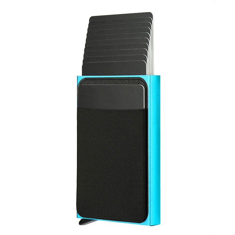 funda con tarjetero de empuje lateral para tarjetas