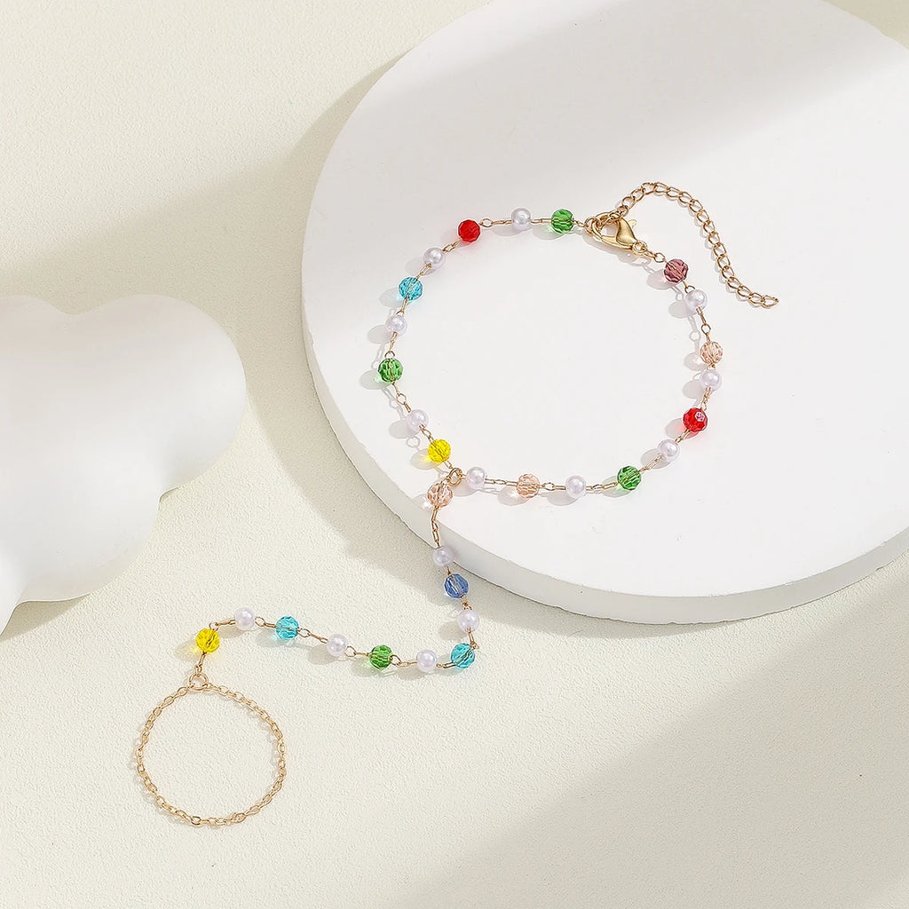 Pulsera Bohemia de Cristal Azul Vintage para Mujer