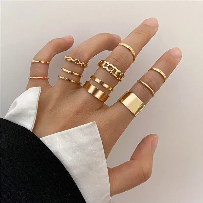 Conjunto de anillos de cristal de Color plateado para mujer