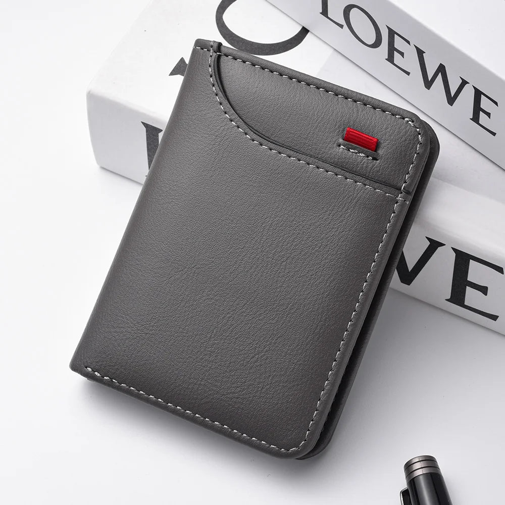 Mini billetera ultra fina de cuero, suave para tarjetas de crédito