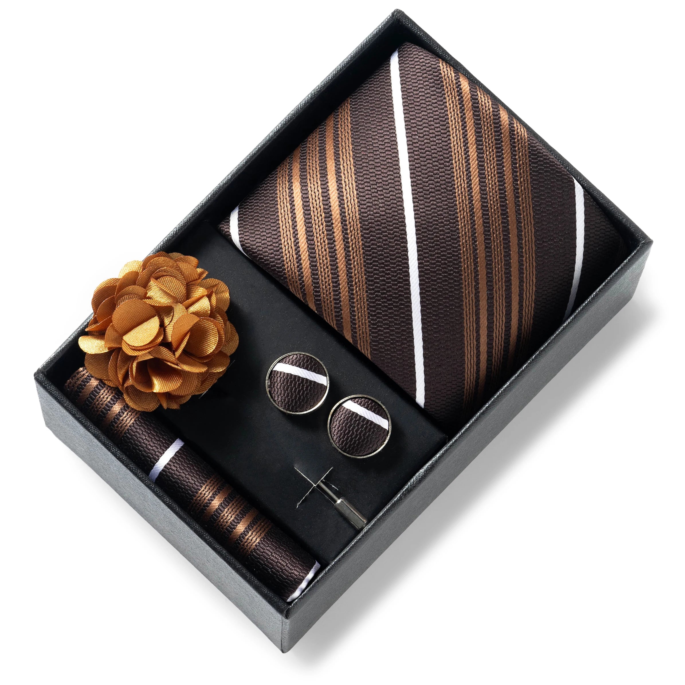 Set de Corbata Dorada de Lujo para Hombre en Caja de Regalo Premium