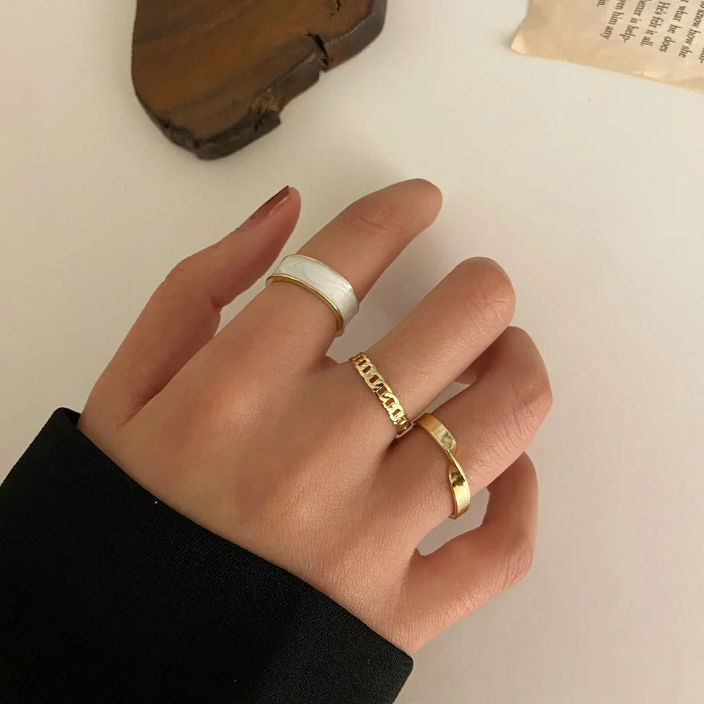 Conjunto de anillos de cristal de Color plateado para mujer
