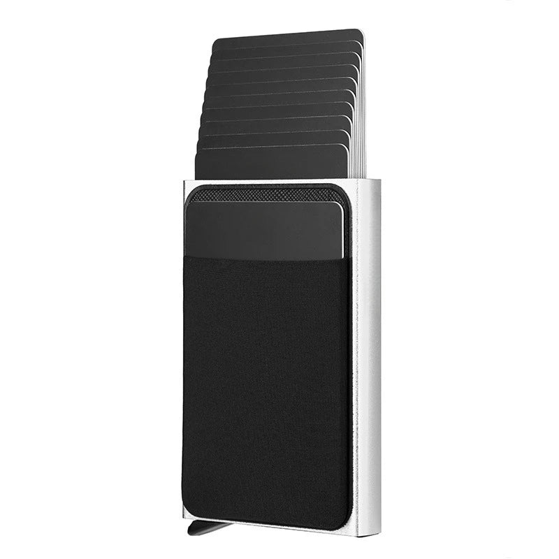 funda con tarjetero de empuje lateral para tarjetas