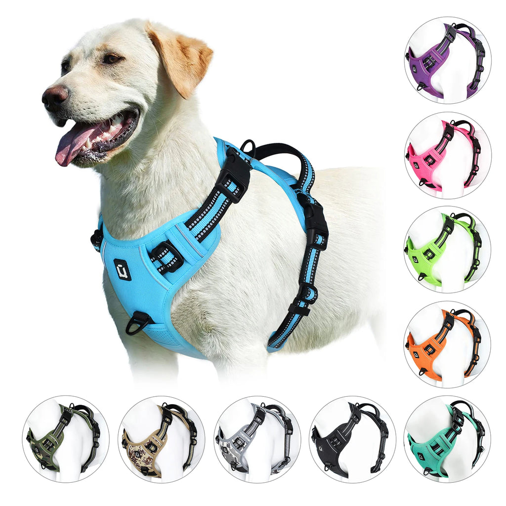 Arnés sin tirones para perro y chaleco acolchado suave ajustable
