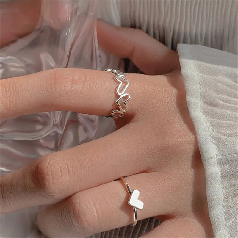 Conjunto de anillos de cristal de Color plateado para mujer