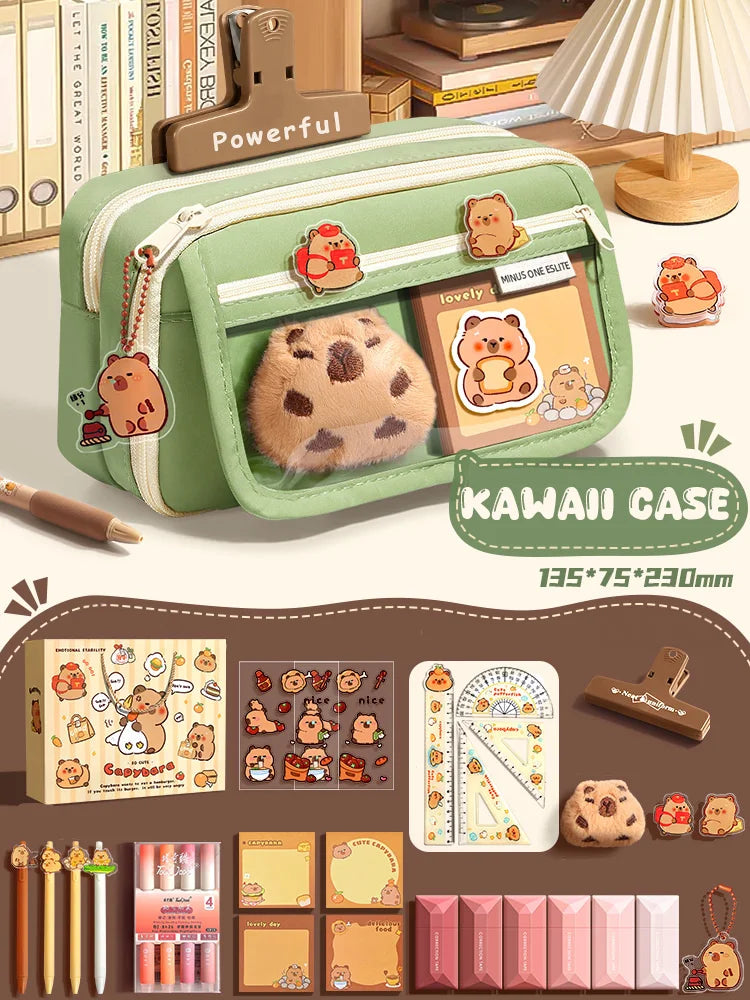 Estuche de Lápices de Tela con Diseño Kawaii,
