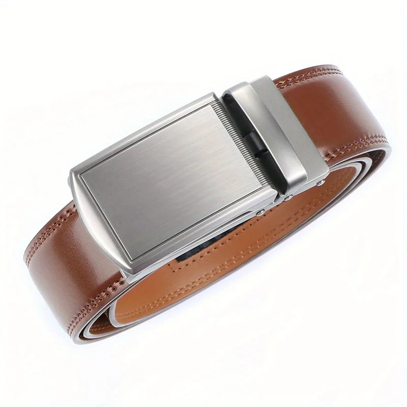 Cinturón de Piel Genuina para Hombre con Hebilla Automática Ajustable