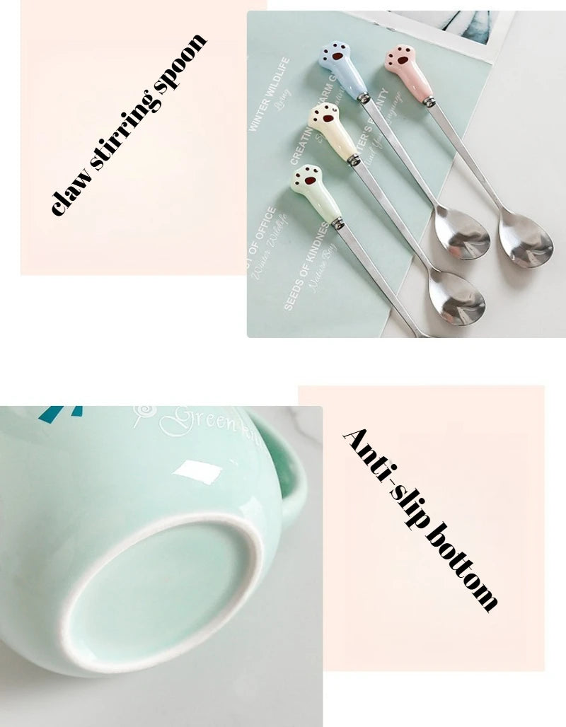 Taza de gatito con tapa y cuchara