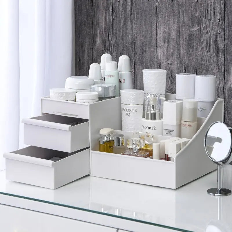 Organizador de Maquillaje con Cajón Blanco