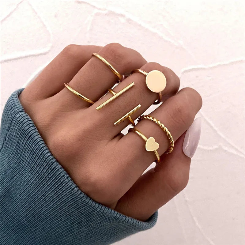 Conjunto de anillos de cristal de Color plateado para mujer