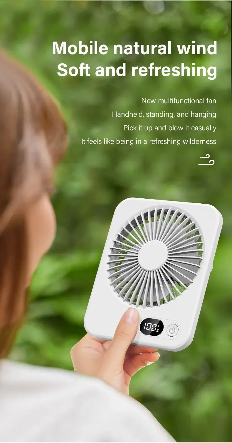 Ventilador de Escritorio Portátil, Ventilador Recargable USB 180 °