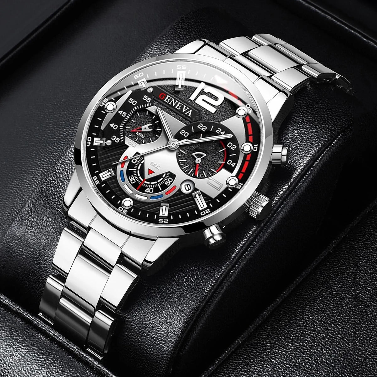 Reloj Elegante para Hombre con Correa de Acero y Calendario Quartz