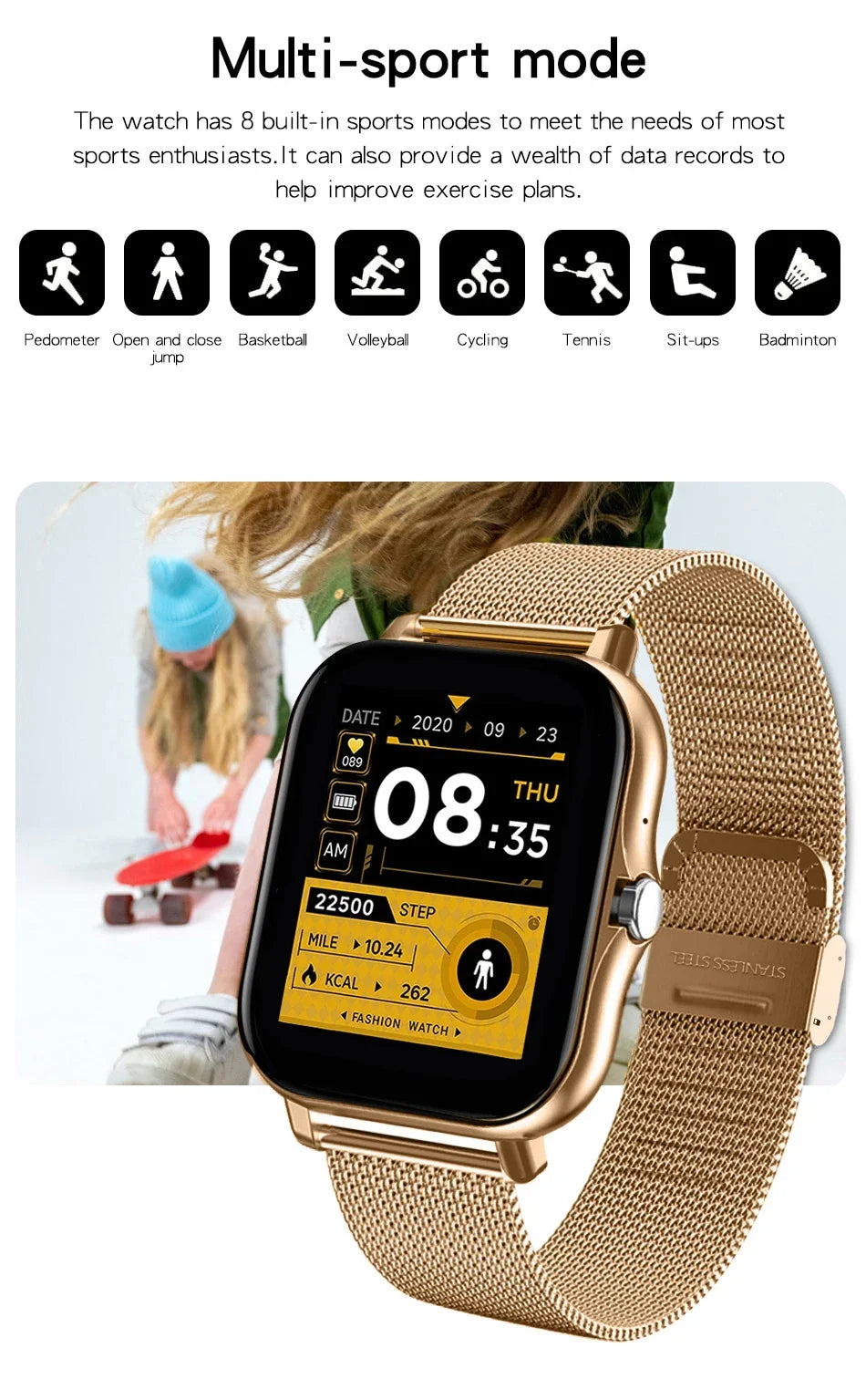 Smartwatch Bluetooth con Pantalla a Color y Monitoreo de Salud