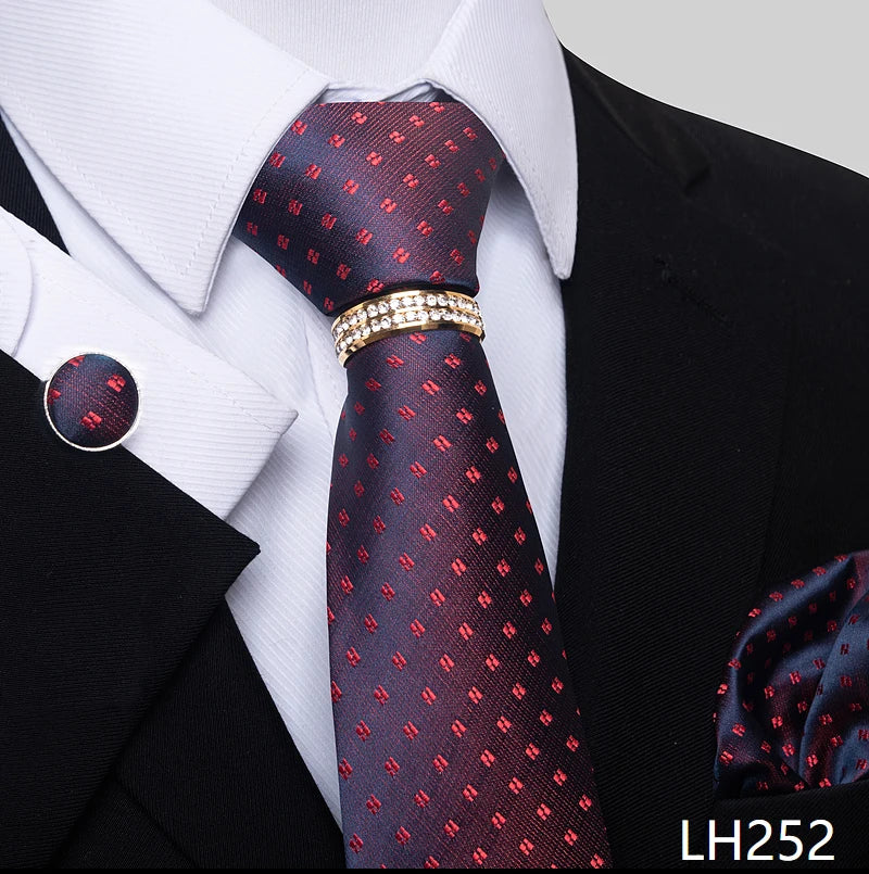 Set de Corbata Azul de Lujo para Hombre con Pañuelo y Mancuernillas