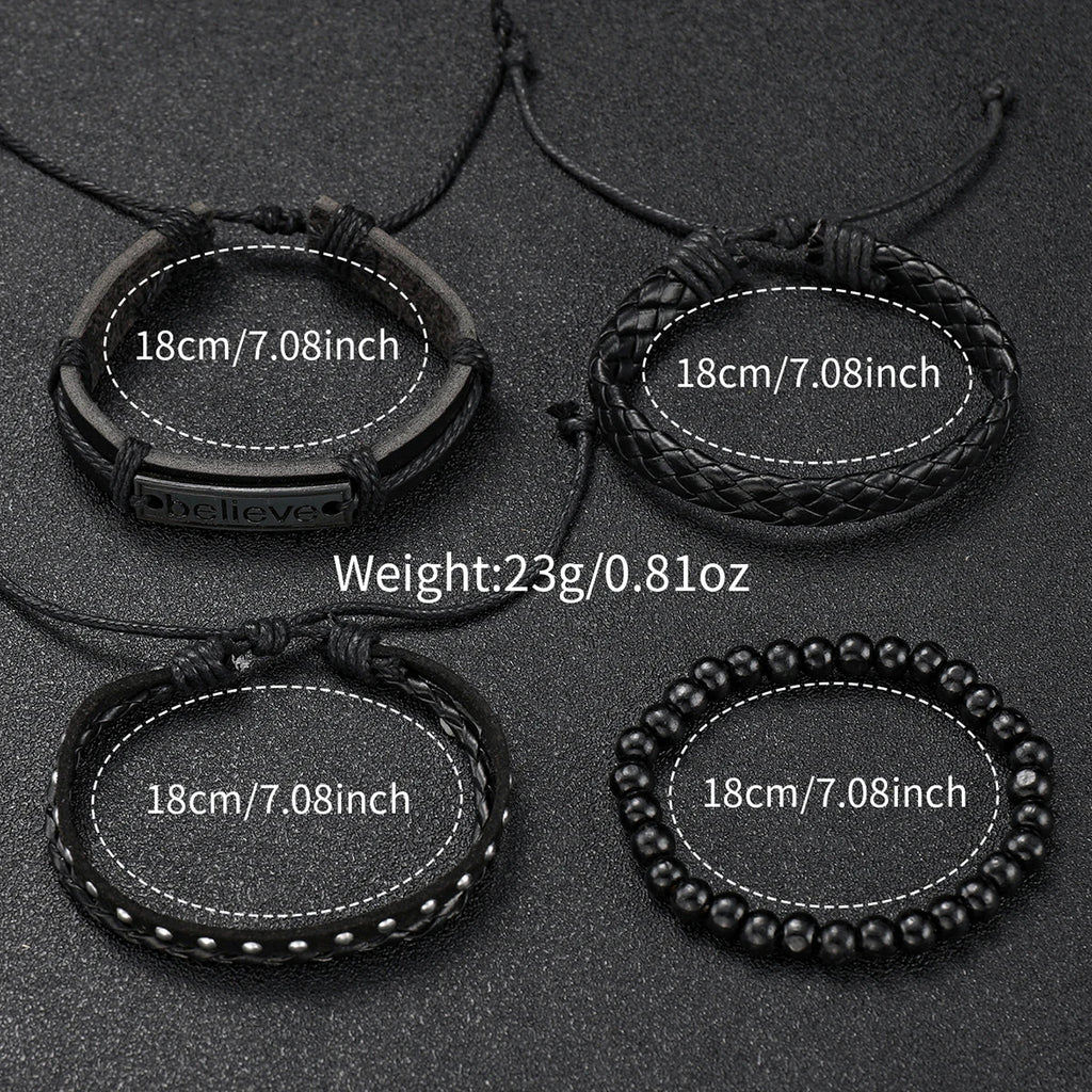 Set de Relojes para Hombre con Pulseras Vintage de Piel 4/5 Piezas