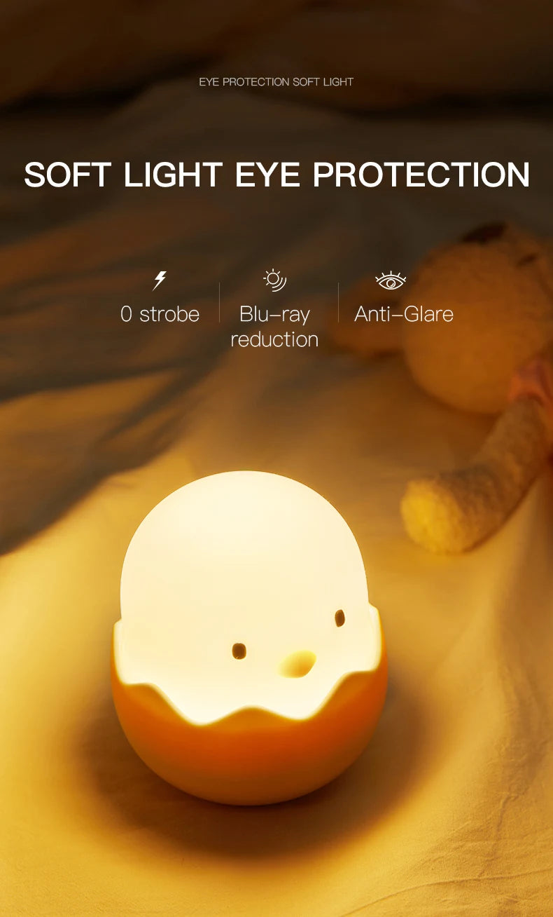 Luz Led nocturna táctil para niños, pollito kawai