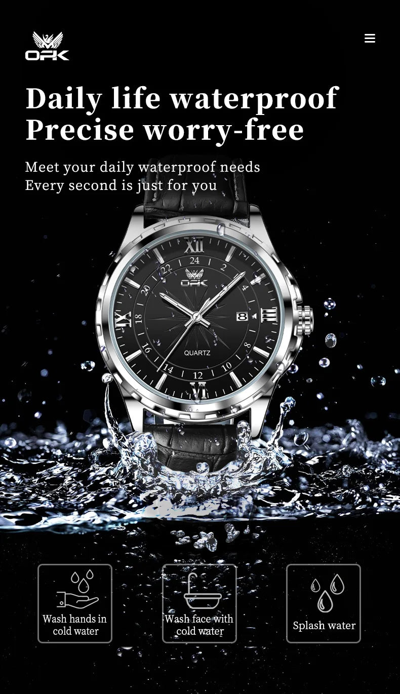 Reloj OPK para Hombre con Correa de Acero y Calendario Dual