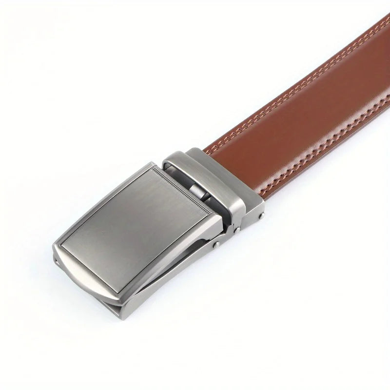 Cinturón de Piel Genuina para Hombre con Hebilla Automática Ajustable