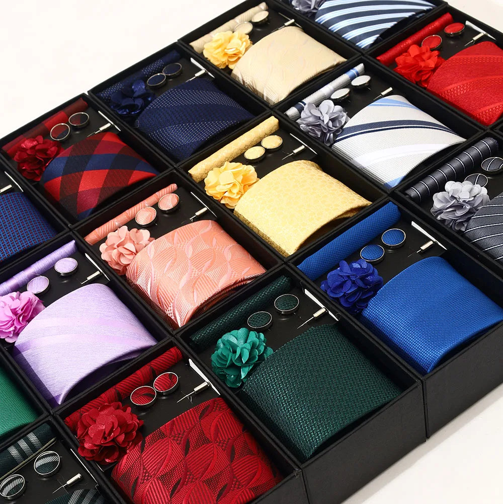 Set de Corbata Dorada de Lujo para Hombre en Caja de Regalo Premium