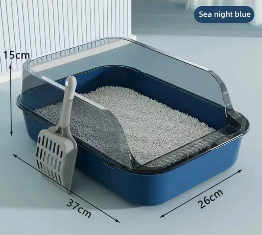 Caja de arena para gatos, bandeja semicerrada a prueba de salpicaduras