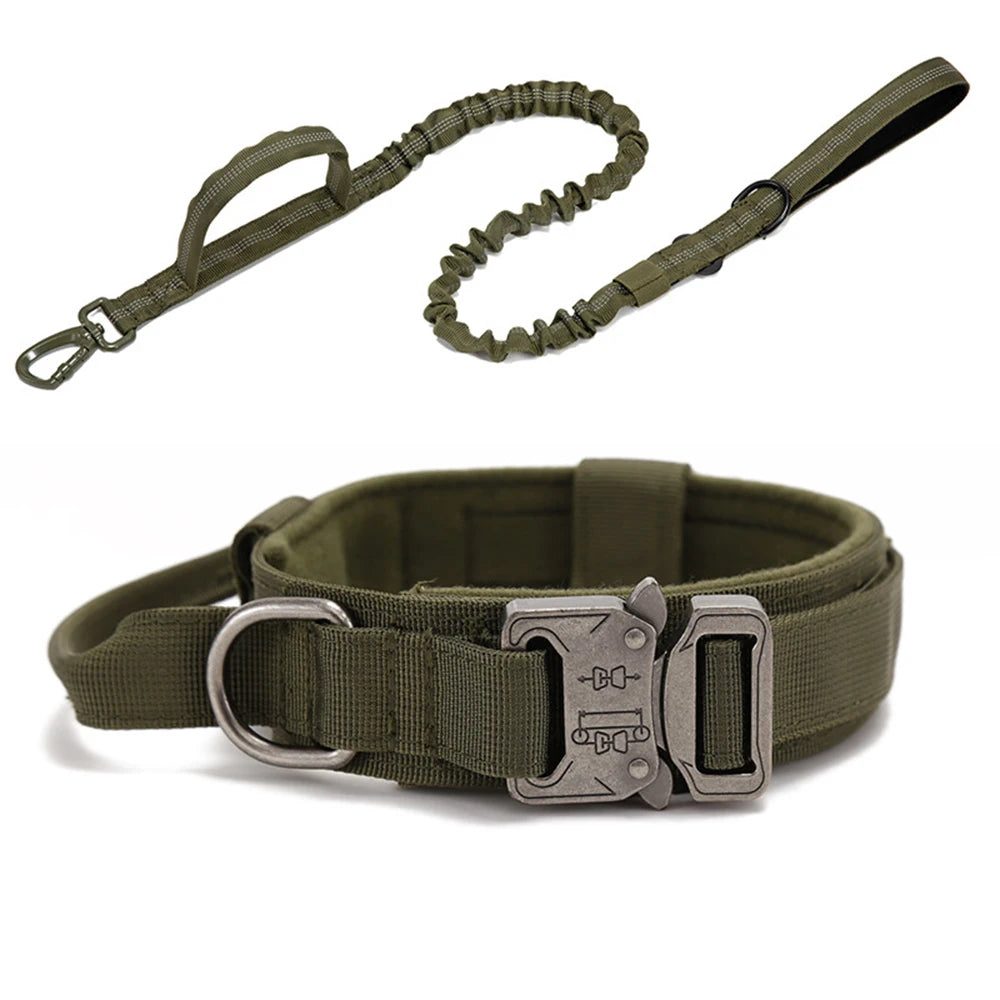 Collar y Correa Táctica Reflectante para Perros Grandes