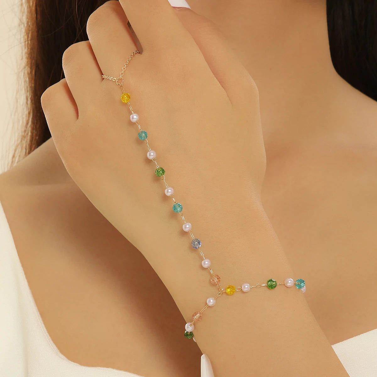 Pulsera Bohemia de Cristal Azul Vintage para Mujer