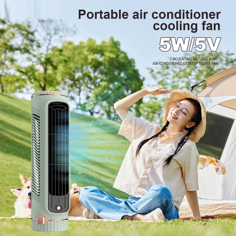 Ventilador de torre de 5W, aire acondicionado portátil con carga USB