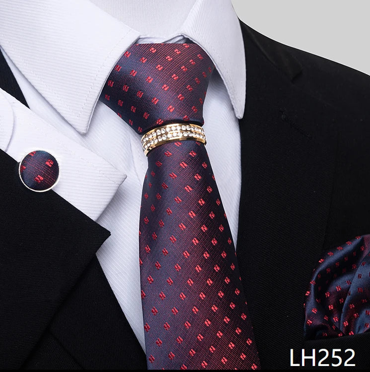 Set de Corbata Azul de Lujo para Hombre con Pañuelo y Mancuernillas