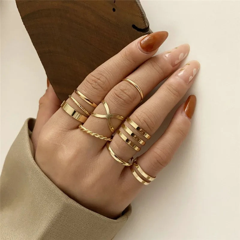 Conjunto de anillos de cristal de Color plateado para mujer