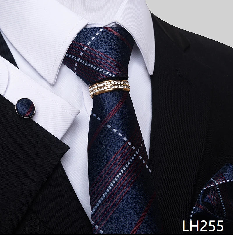 Set de Corbata Azul de Lujo para Hombre con Pañuelo y Mancuernillas