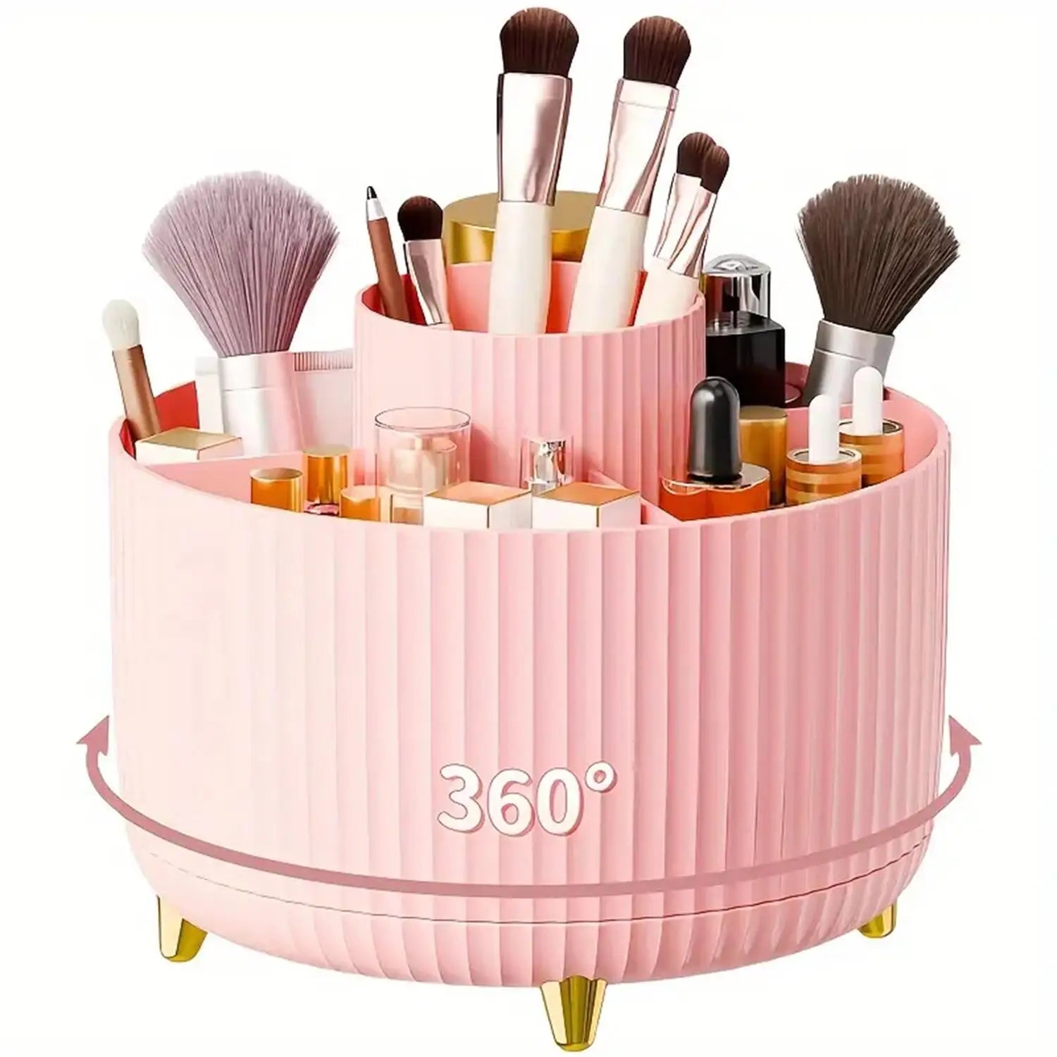 Organizador de maquillaje giratorio y almacenamiento de cosméticos
