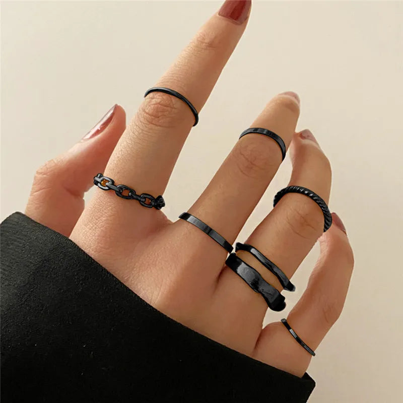 Conjunto de anillos de cristal de Color plateado para mujer