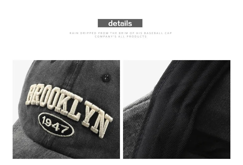 Gorras de béisbol Retro brooklyn Bordado de letras