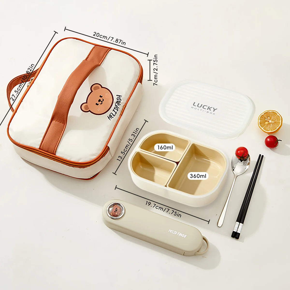 Fiambrera Bento 3 Compartimentos para Microondas