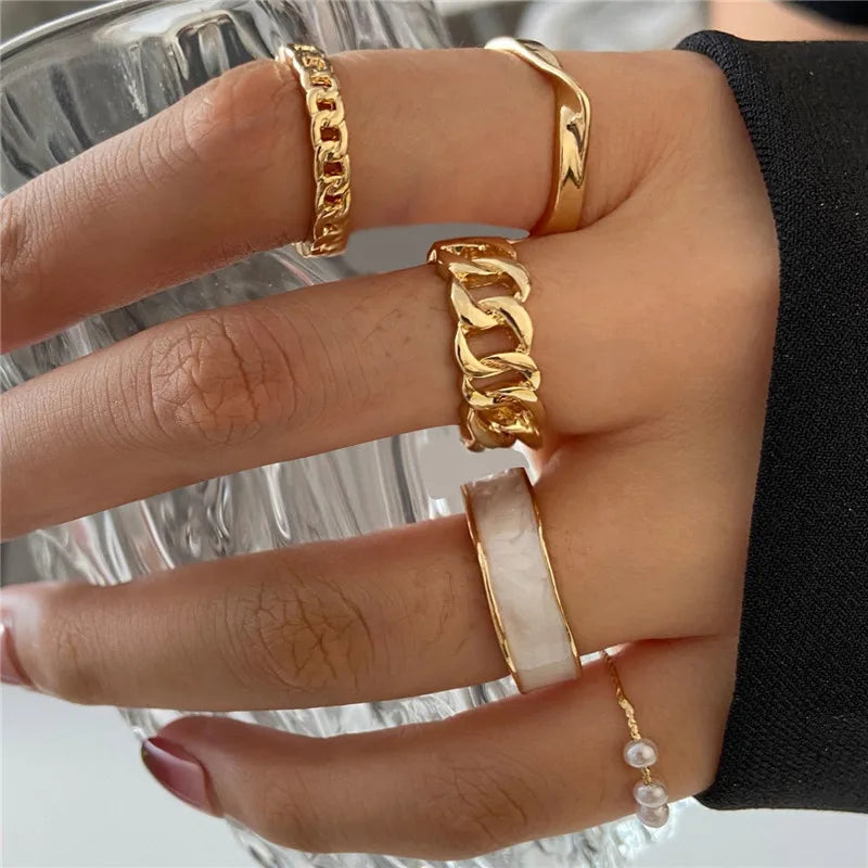 Conjunto de anillos de cristal de Color plateado para mujer