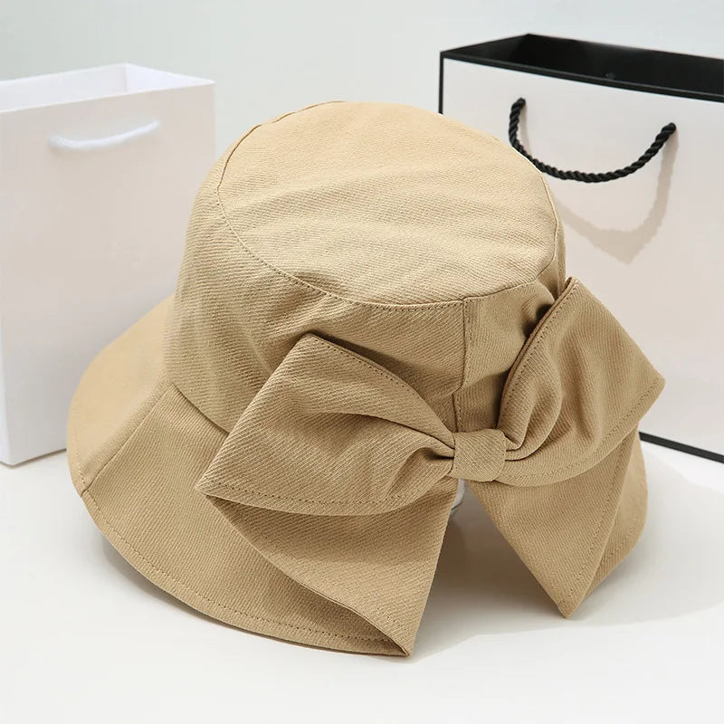 Sombrero de cubo con lazo grande para mujer,