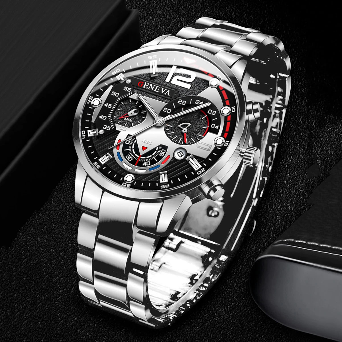 Reloj Elegante para Hombre con Correa de Acero y Calendario Quartz