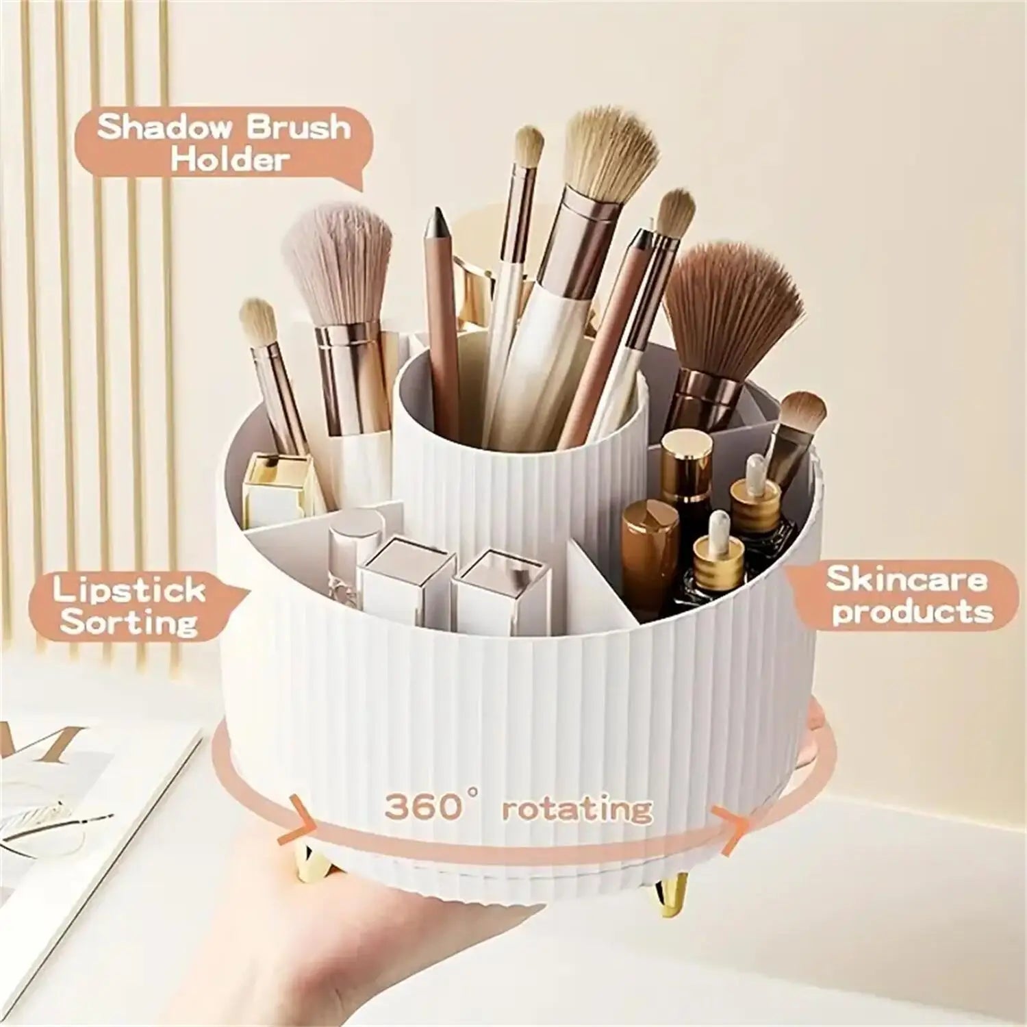 Organizador de maquillaje giratorio y almacenamiento de cosméticos