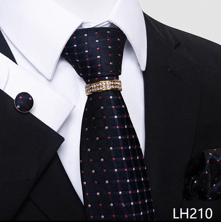 Set de Corbata Azul de Lujo para Hombre con Pañuelo y Mancuernillas