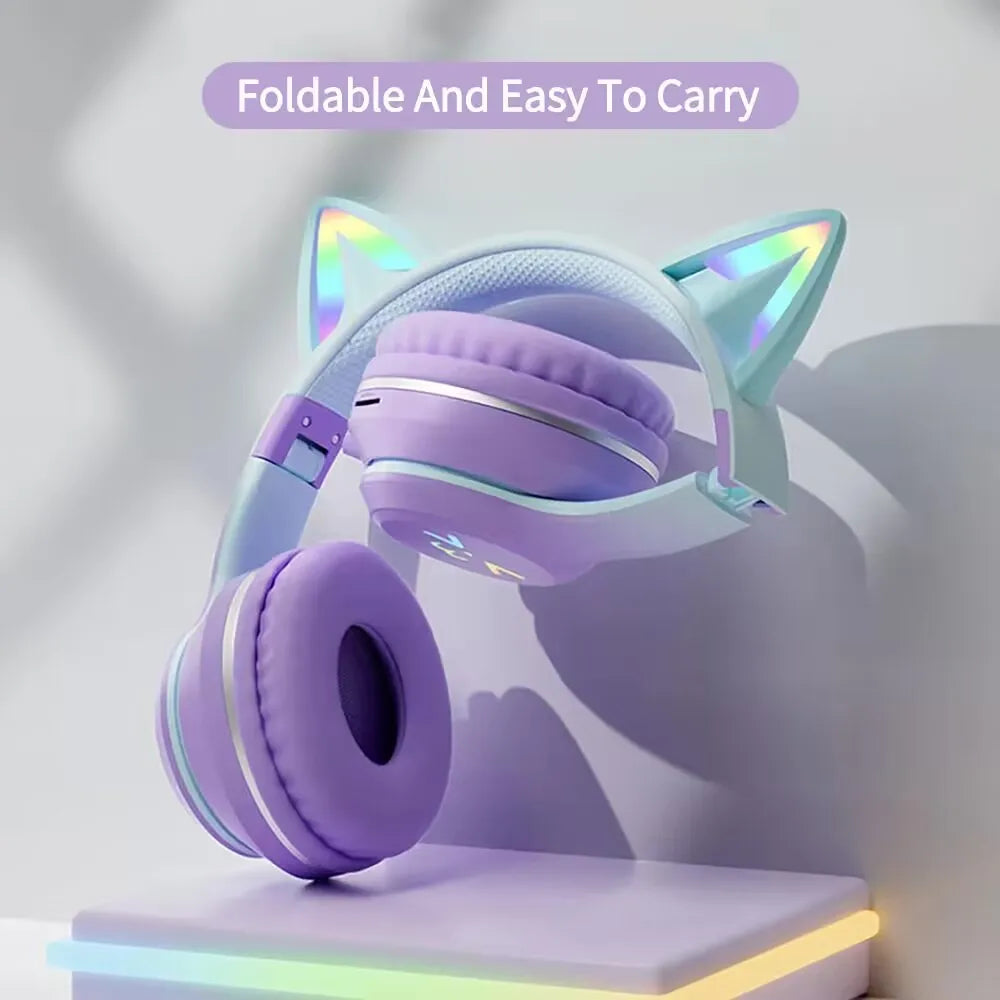Auriculares Glow para videojuegos de gatito