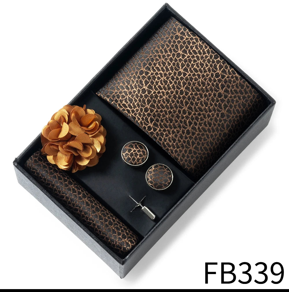 Set de Corbata Dorada de Lujo para Hombre en Caja de Regalo Premium