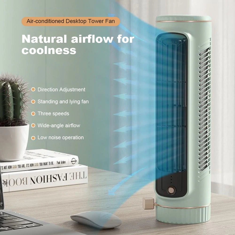 Ventilador de torre de 5W, aire acondicionado portátil con carga USB